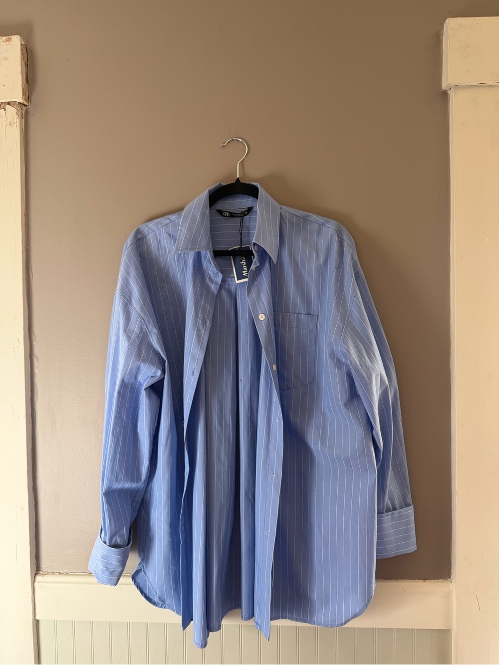Light Blue Pinstripe Men's Dress Shirt